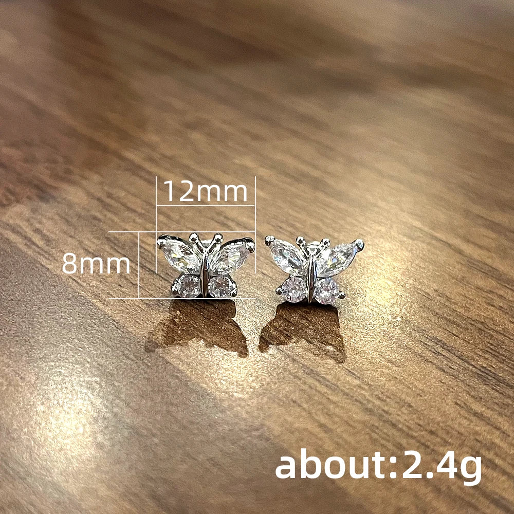 Huitan Butterfly Stud Earrings – CZ Silver & Gold | Women's Jewelry Stud Earrings Axl