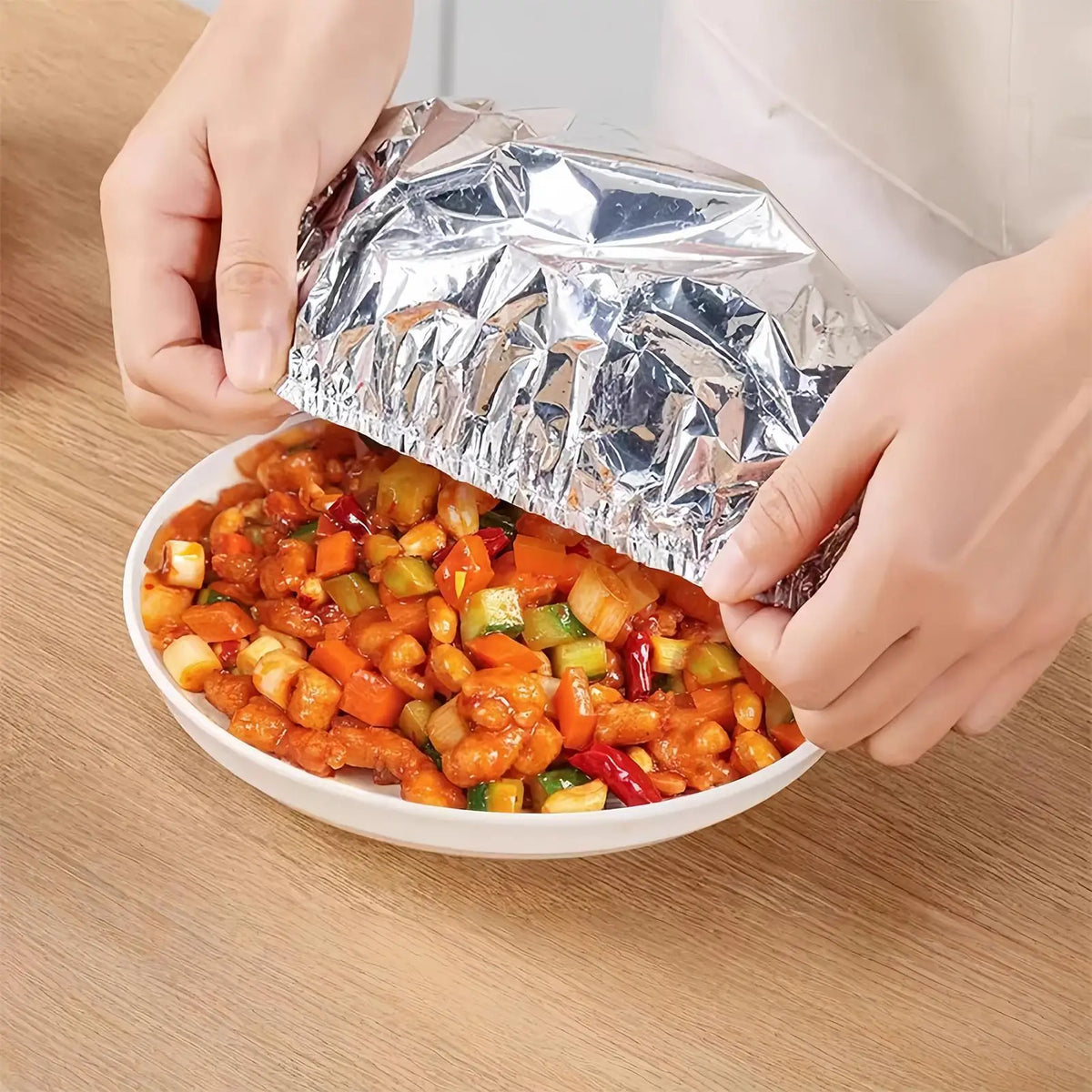 10-Pack Aluminum Foil Food Covers – Reusable Stretch Plate Lids Food Cover Set Axl