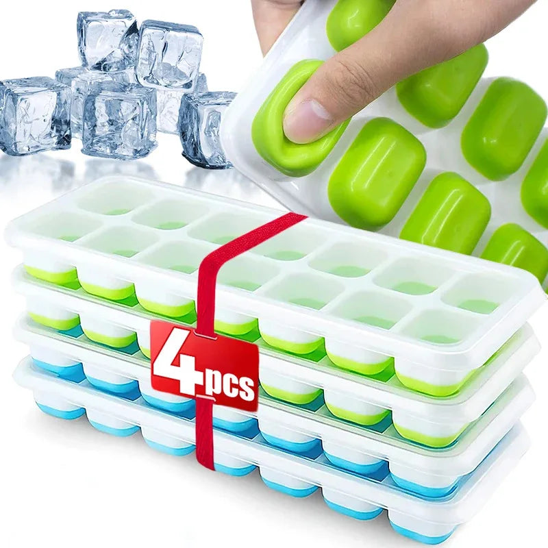Silicone Square Ice Cube Mold with Lid – 14 Compartments Ice Cube Mold Axl