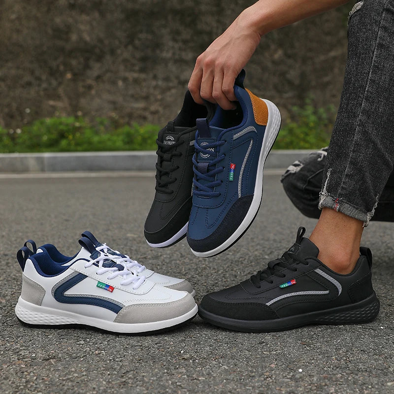 ZULIWAGN Men's PU Leather Breathable Casual Sneakers Men's Casual Sneakers Axl