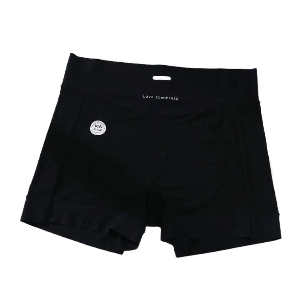 Women's Ice Silk Seamless Safety Shorts – Bamboo Fiber Panties Women's Safety Shorts Axl Black 2XL
