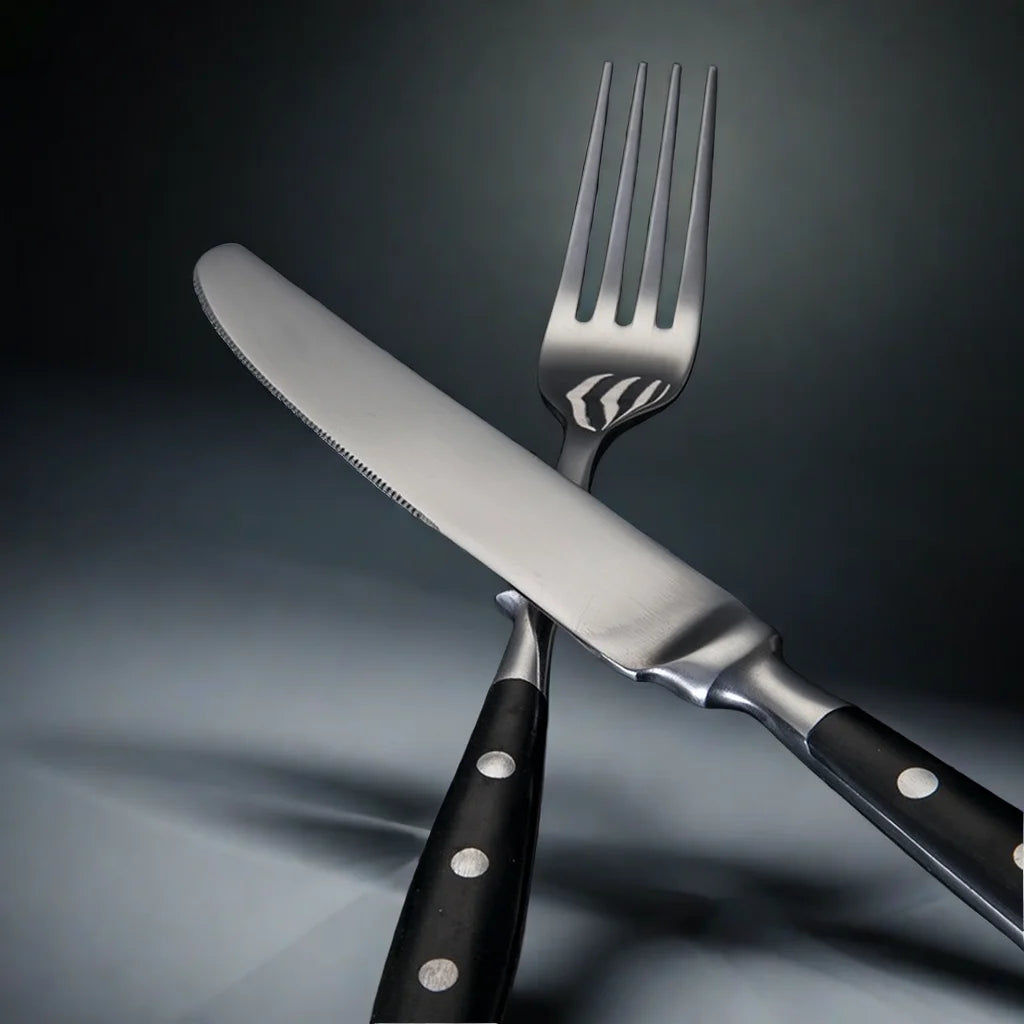 Stainless Steel Cutlery Set – Fork, Spoon & Steak Knife Stainless Steel Cutlery Set Axl