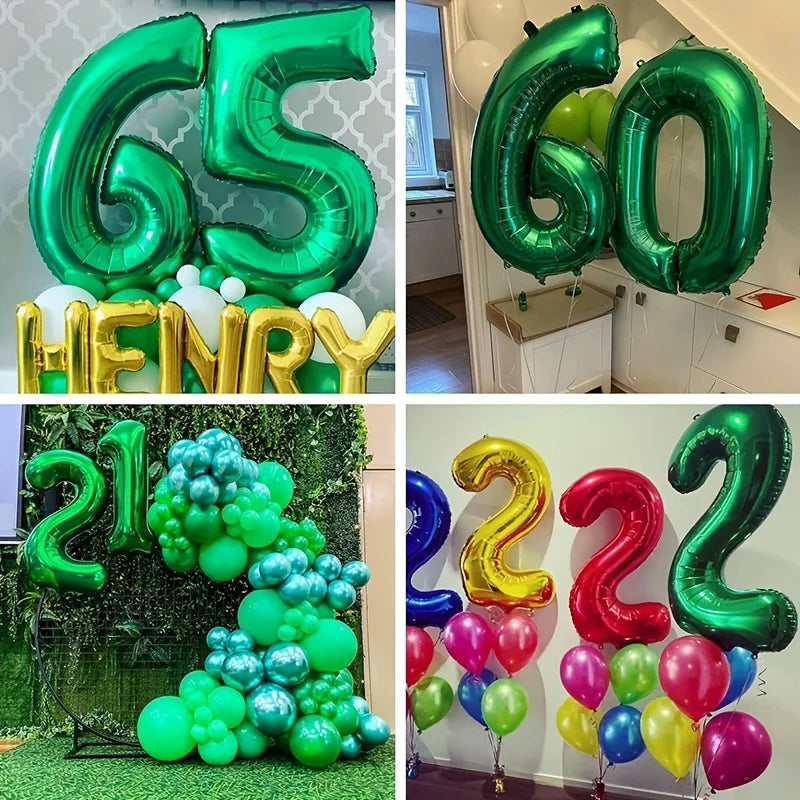 32-Inch Green Number Foil Balloon – Mylar Digit Party Decor Party Foil Balloon Axl