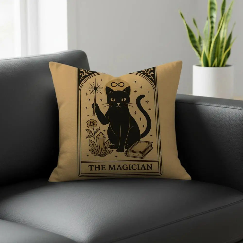 Tarot Cat Linen Cushion Cover – Sofa, Bed & Chair Décor Linen Cushion Cover Axl White2 60X60cm