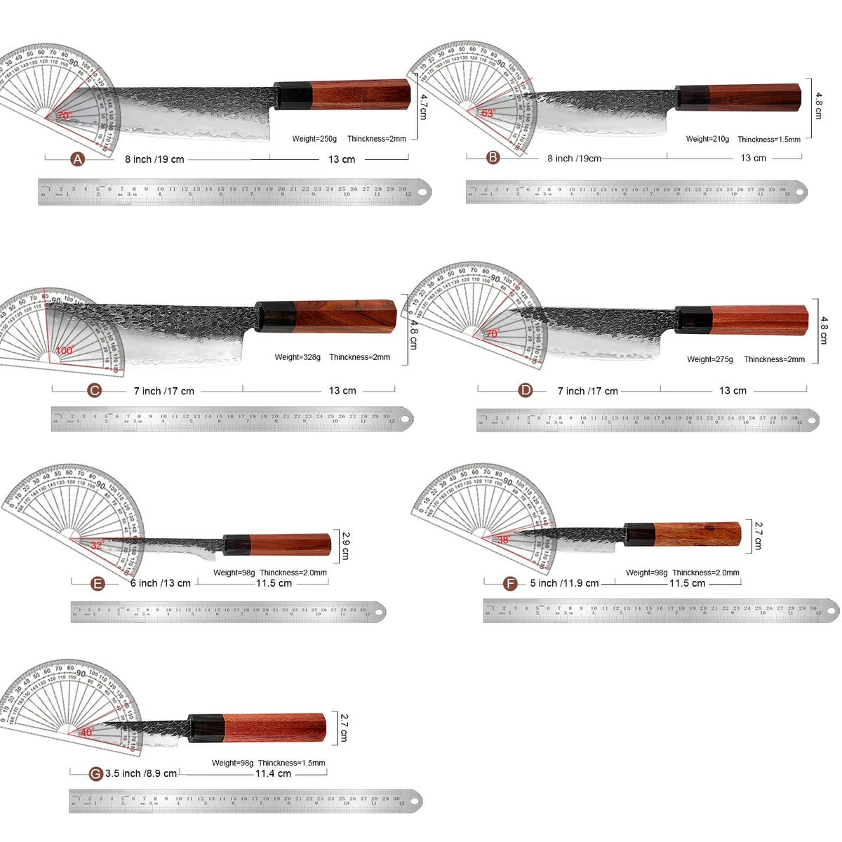 XITUO 1–7 Pc Japanese Chef Knife Set | 3-Layer Steel Blades Kitchen Knife Set Axl