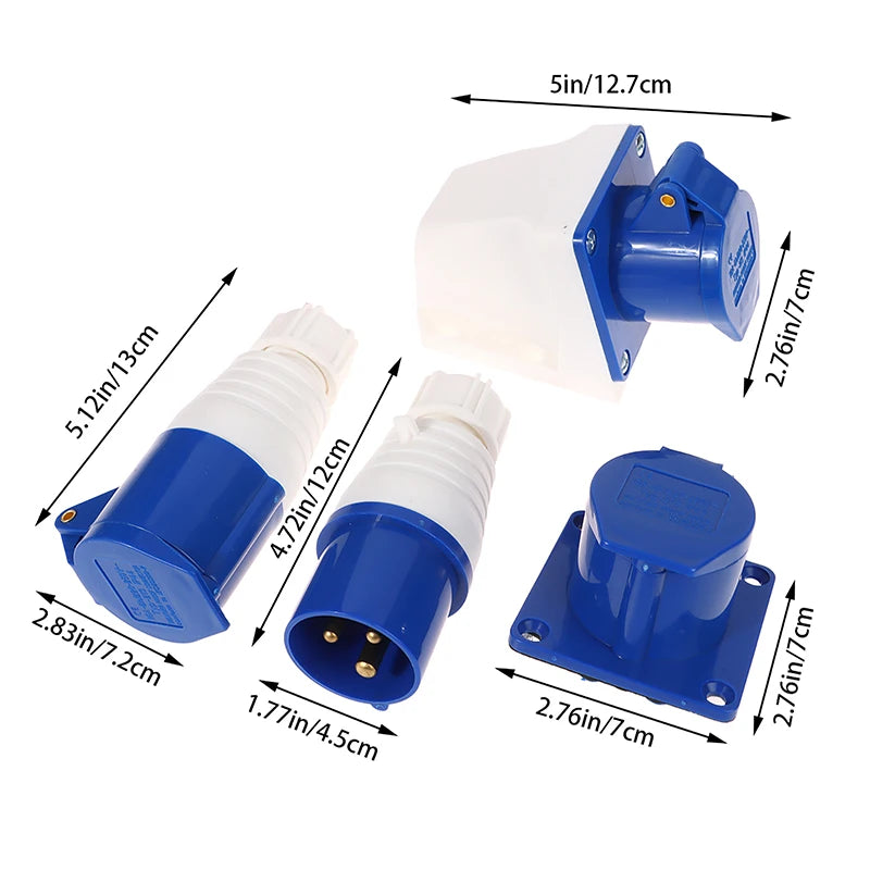 220V 16A 3-Pin IP44 Waterproof Industrial Plug & Socket Industrial Plug Socket Axl