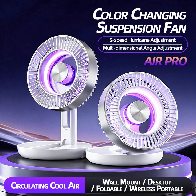 Foldable USB Rechargeable Desk Fan with LED Night Light Foldable Desk Fan Axl