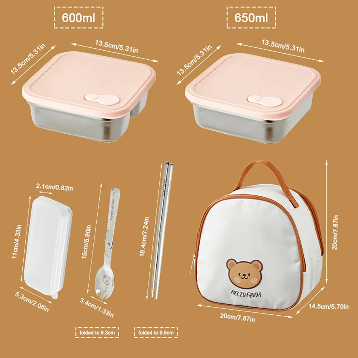 WORTHBUY 304 Stainless Steel Stackable Leak-Proof Lunch Box Stainless Steel Lunch Box Axl Pink 1250ml Set