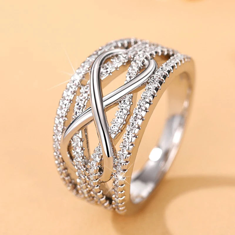 Huitan Infinity CZ Women's Ring – Wedding & Eternity Band Fashion Ring Axl