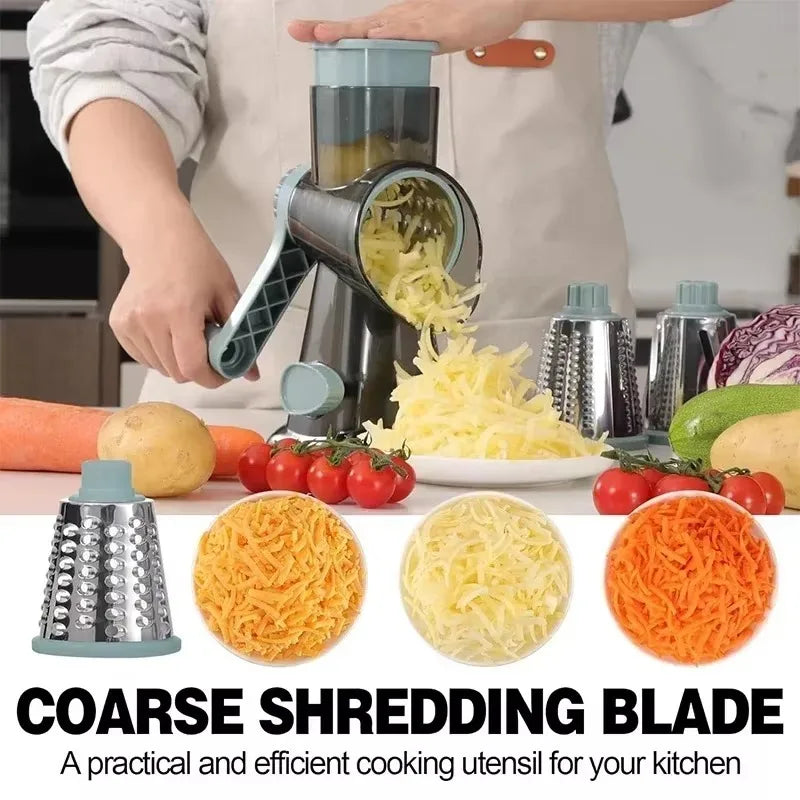 KEMORELA 3-in-1 Rotary Cheese Grater with Container & Slicer Rotary Cheese Grater Axl