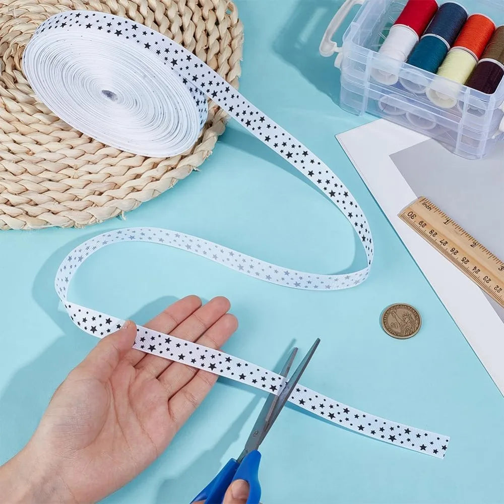 White Star Polyester Ribbon 5/8" – 99.52 Yards Gift Wrap Decorative Craft Ribbon Axl