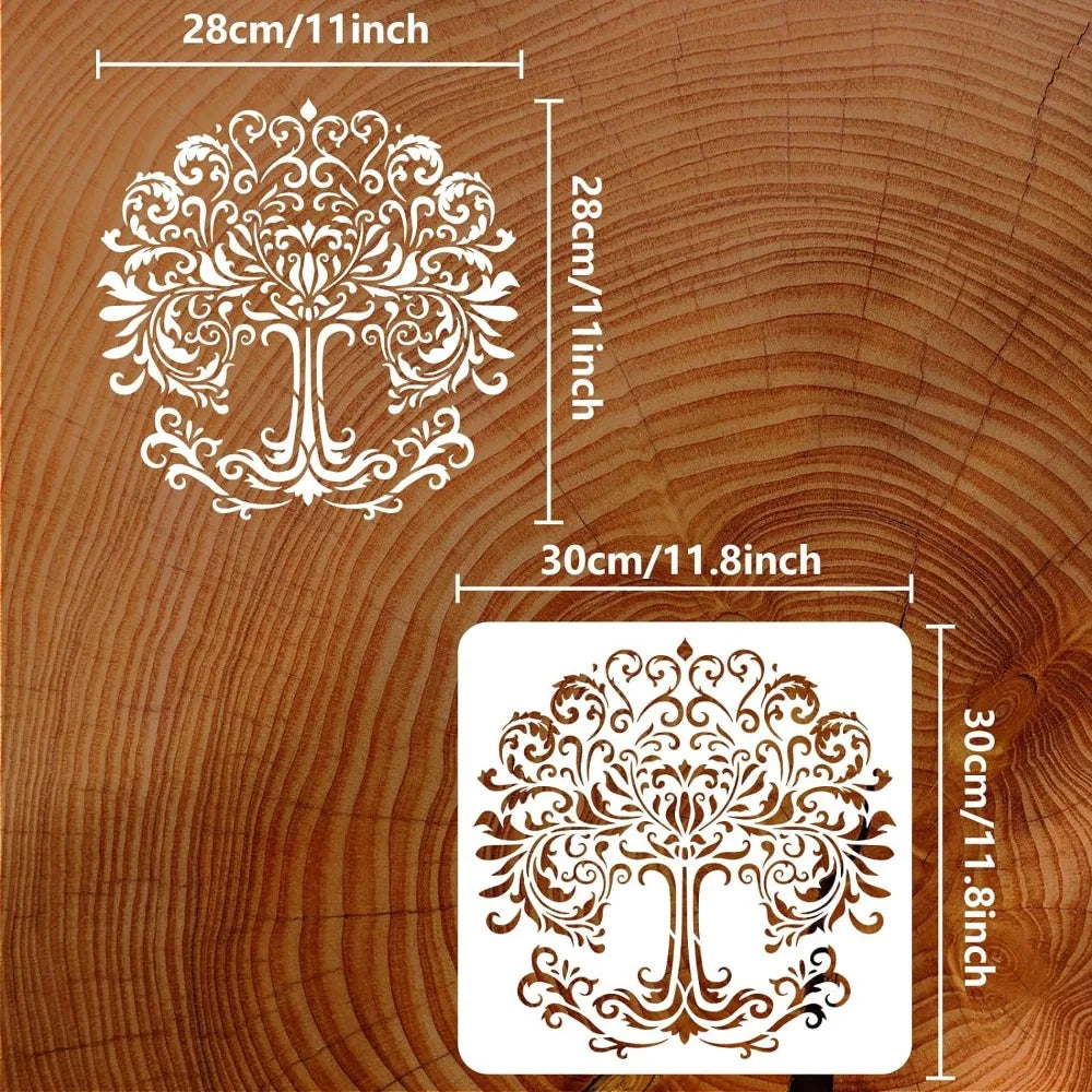 Tree of Life Stencil 11.8" – Reusable Damask DIY Craft Template Craft Stencil Axl