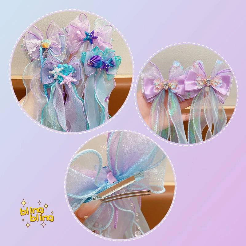 Mermaid Princess Bow Hair Clip – Girls Braided Hair Accessory Hair Clip Accessory Axl