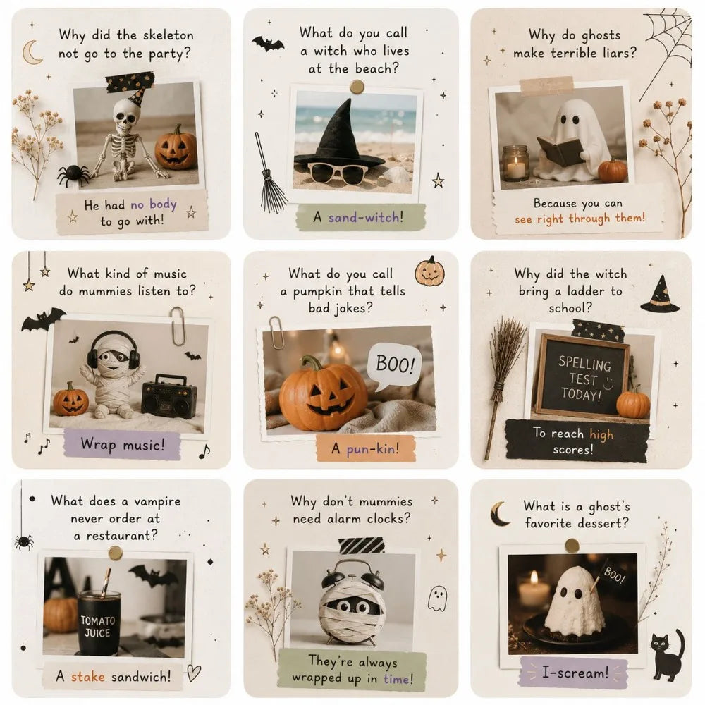 Halloween Joke & Brain Teaser Cards – Spooky Party Game Set Halloween Party Cards Axl Set 2-18pcs 9.5X6CM