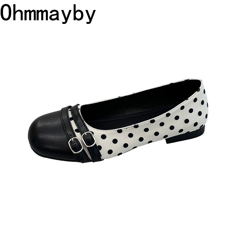Women's Polka Dot Ballet Flats – Vintage Mary Jane Slip-Ons Ballet Flats Axl