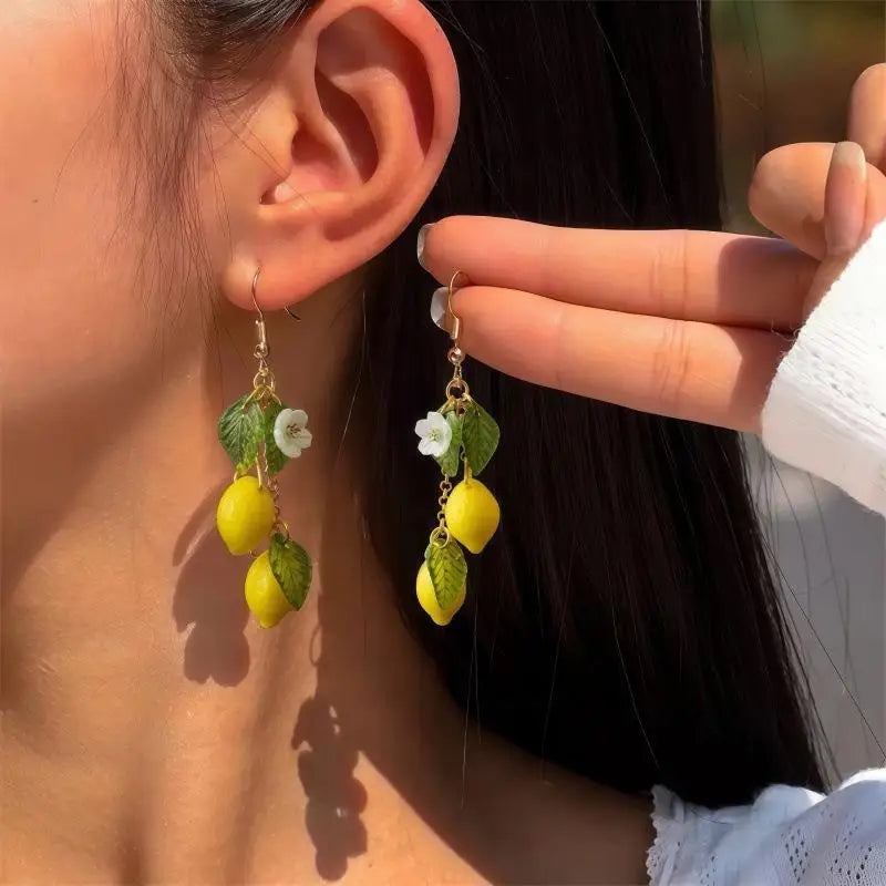 Lemon Tassel Dangle Earrings – Bohemian Fruit Jewelry Dangle Earrings Axl