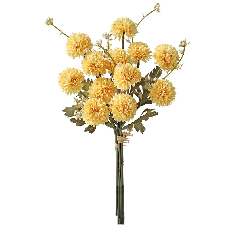 Silk Artificial Chrysanthemum Bouquet – Wedding & Home Decor Artificial Flower Bouquet Axl YELLOW 1 PC