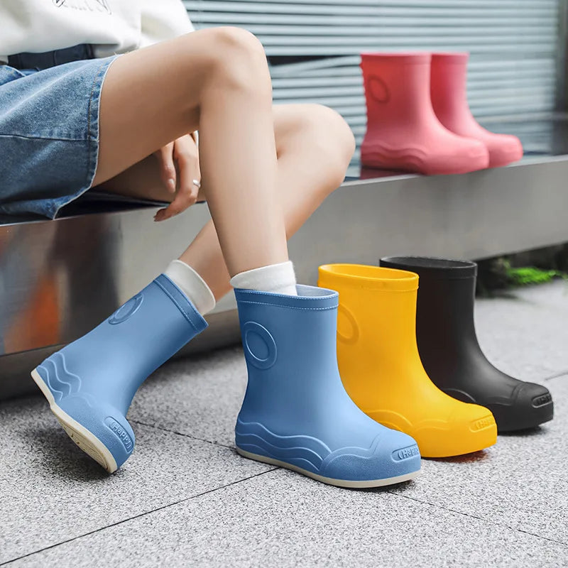Lorilury Women's Waterproof EVA Ankle Rain Boots Slip-On Ankle Rain Boots Axl