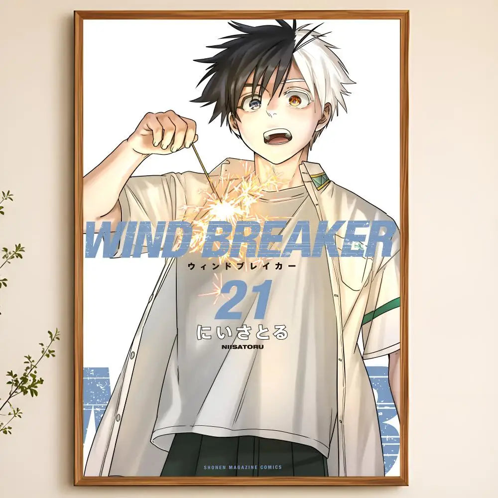Wind Breaker Anime Poster – Waterproof Self-Adhesive Wall Art Anime Wall Poster Axl White02 30X40cmNoframe