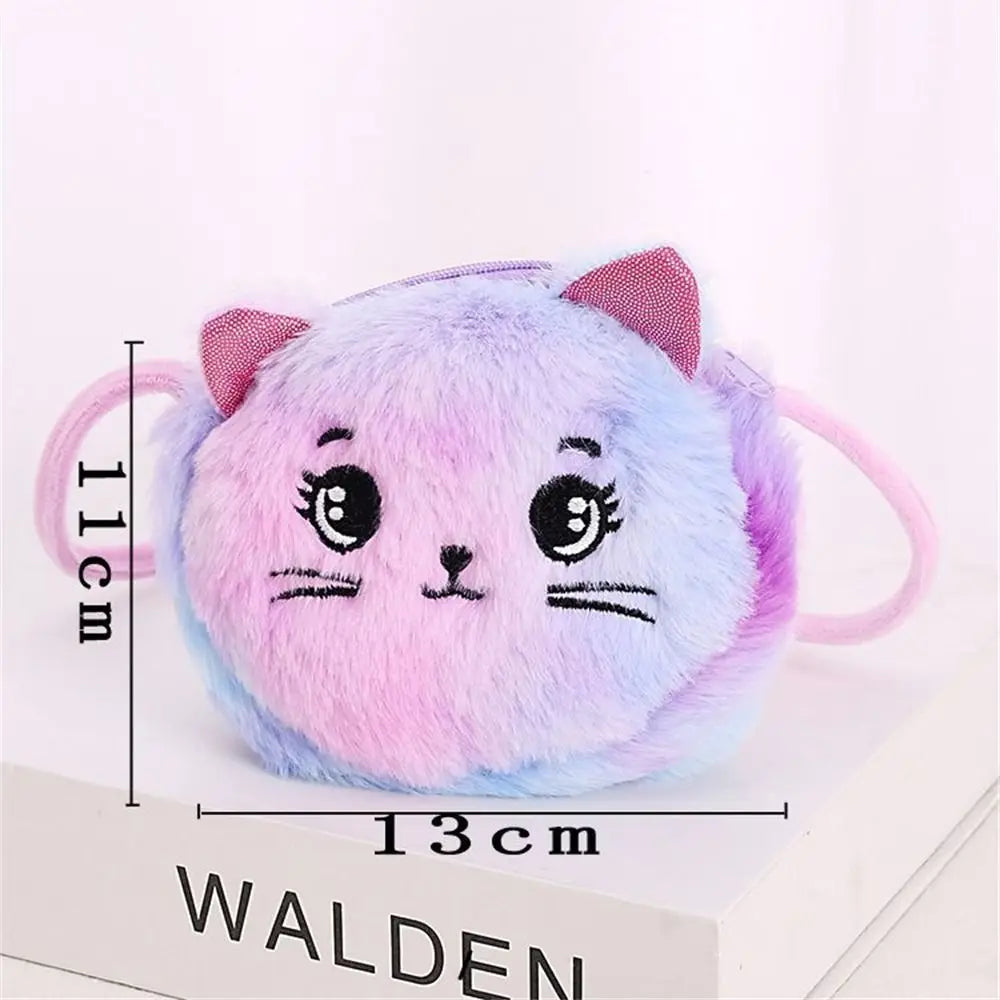 Rainbow Cat Plush Messenger Bag for Kids – Cute Mini Shoulder Purse Kids Plush Purse Axl