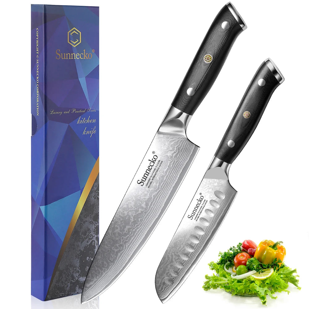 Sunnecko 73-Layer Damascus Steel Kitchen Knife Set | 1-4 Pc Kitchen Knife Set Axl 2PCS Knives Set China Mainland