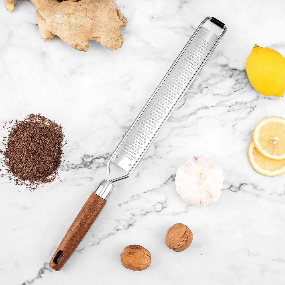 Wooden Handle Zester & Grater – Stainless Steel Kitchen Tool Zester & Grater Axl Fine