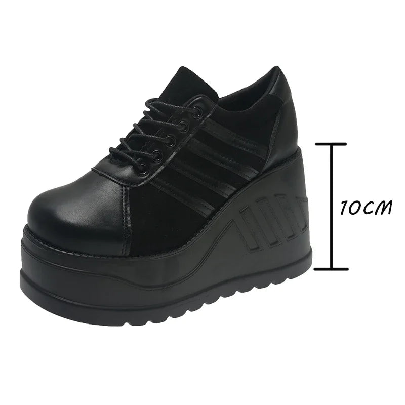 Women's Goth Platform Wedge Pumps | Black Lace-Up Sizes 35–43 Platform Wedge Pumps Axl