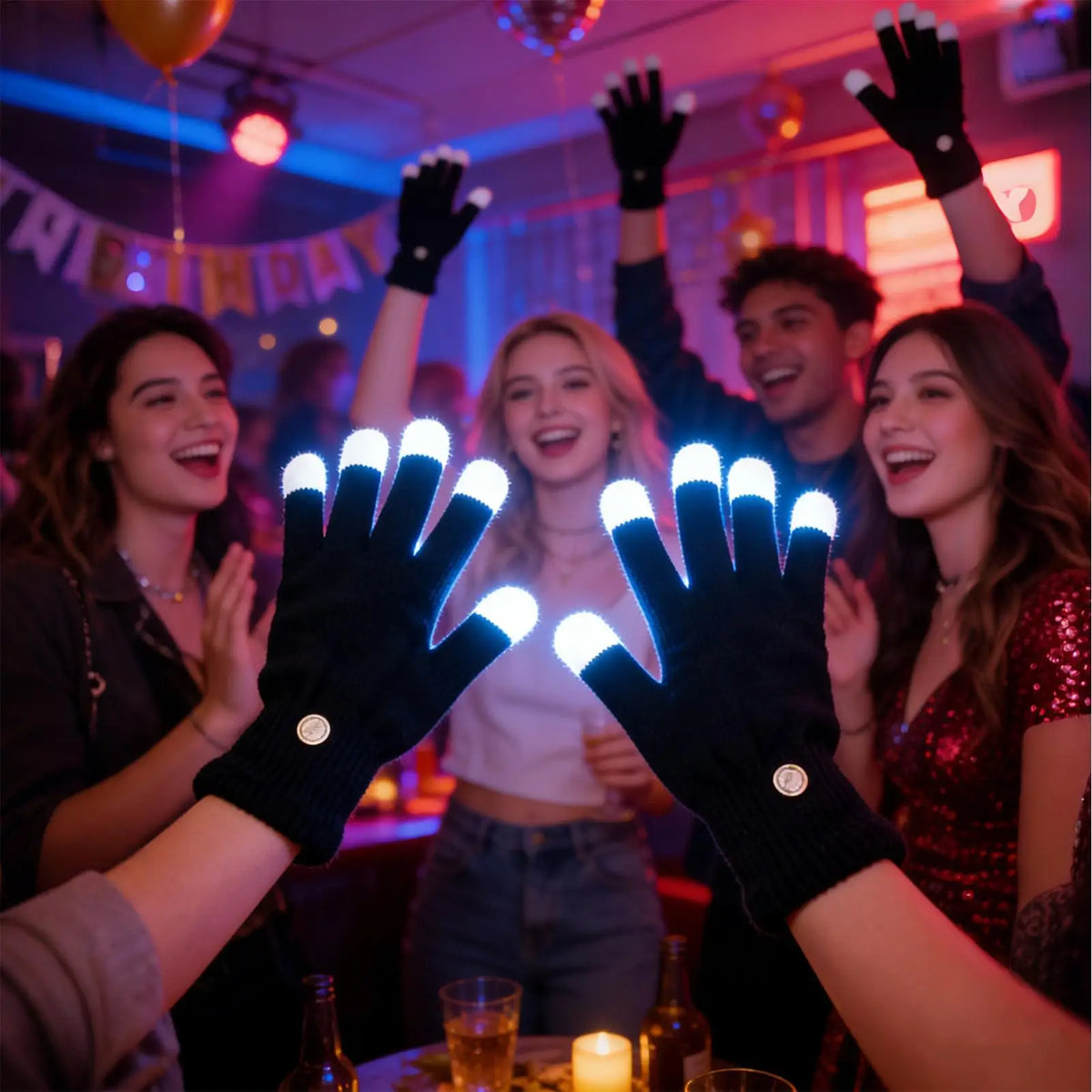 LED Light-Up Party Gloves – Colorful Flashing Half-Finger LED Party Gloves Axl
