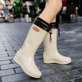 Women's Waterproof Mid-Calf Rain Boots – Slip-On Platform Women's Rain Boots Axl High-A Plush 36