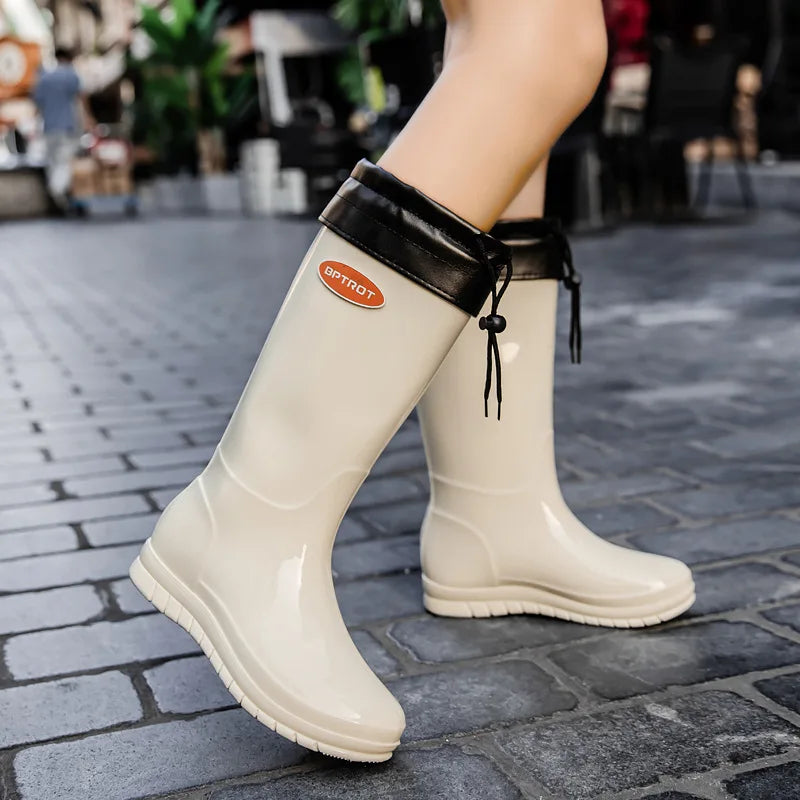 Women's Waterproof Mid-Calf Rain Boots – Slip-On Platform Women's Rain Boots Axl High-A Plush 36