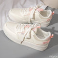 Women's Thick Sole White Sneakers – Breathable Lace-Up Shoes Women's Sneakers Axl Pink 39