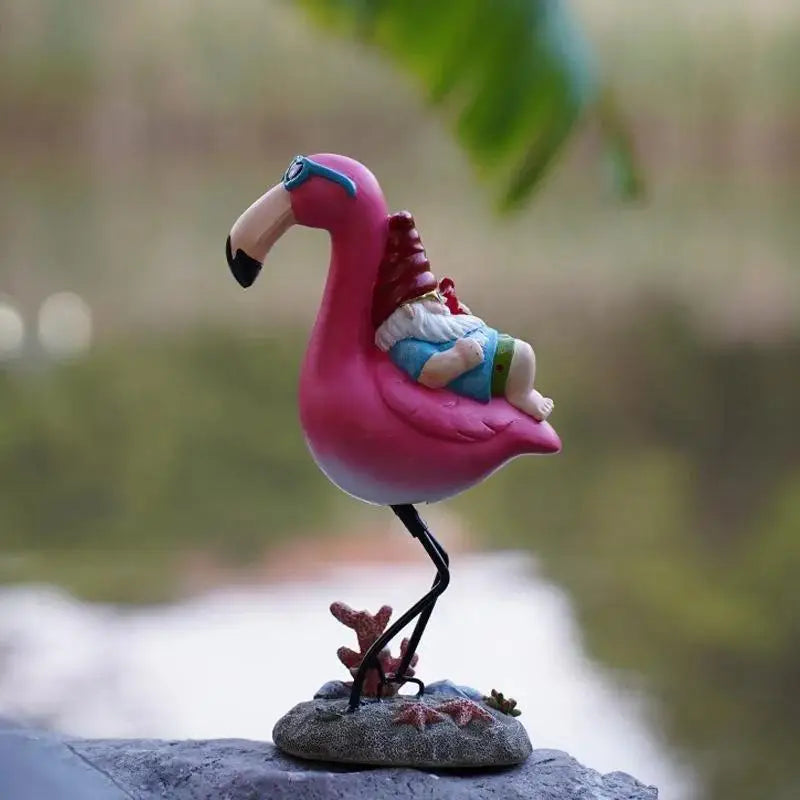 Cartoon Flamingo Garden Statue – Resin Lawn & Patio Ornament Garden Statue Axl