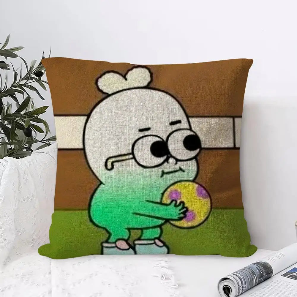 Anime Food Apples & Onions Linen Cushion Cover | Hidden Zipper Cushion Cover Axl White2 40X40cm