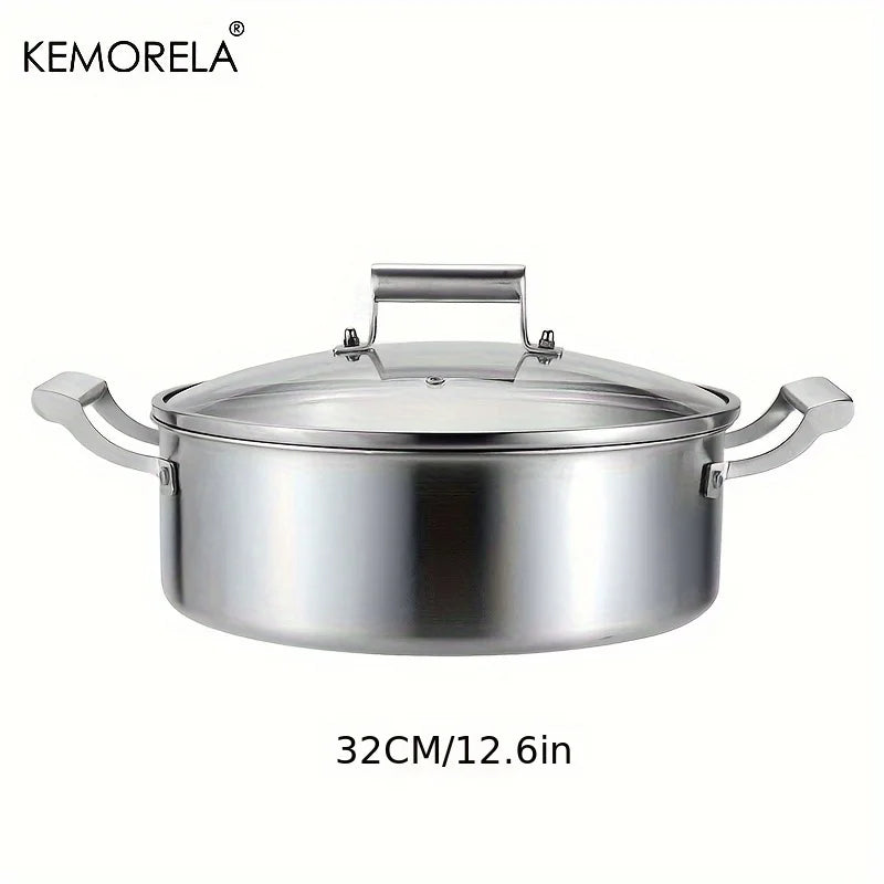 KEMORELA 304 Stainless Steel Soup Pot – 5-Layer Glass Lid Stainless Steel Soup Pot Axl 32cm