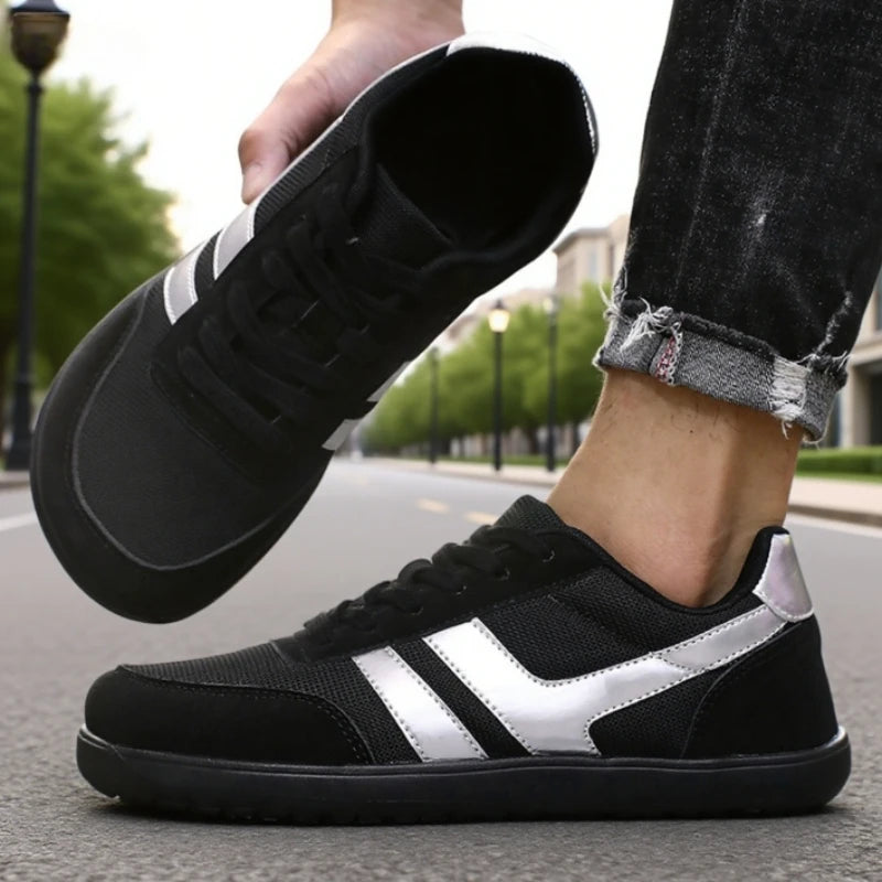 ZULIWAGN Men's Wide Sneakers – Soft Sole Breathable Running Shoes Athletic Sneakers Axl Black Sliver 40