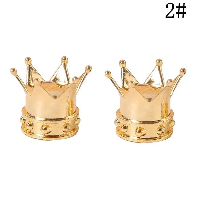 Crown Valve Stem Caps 2-Pack | Car, Bike & Motorcycle Gold/Silver Valve Stem Caps Axl gold