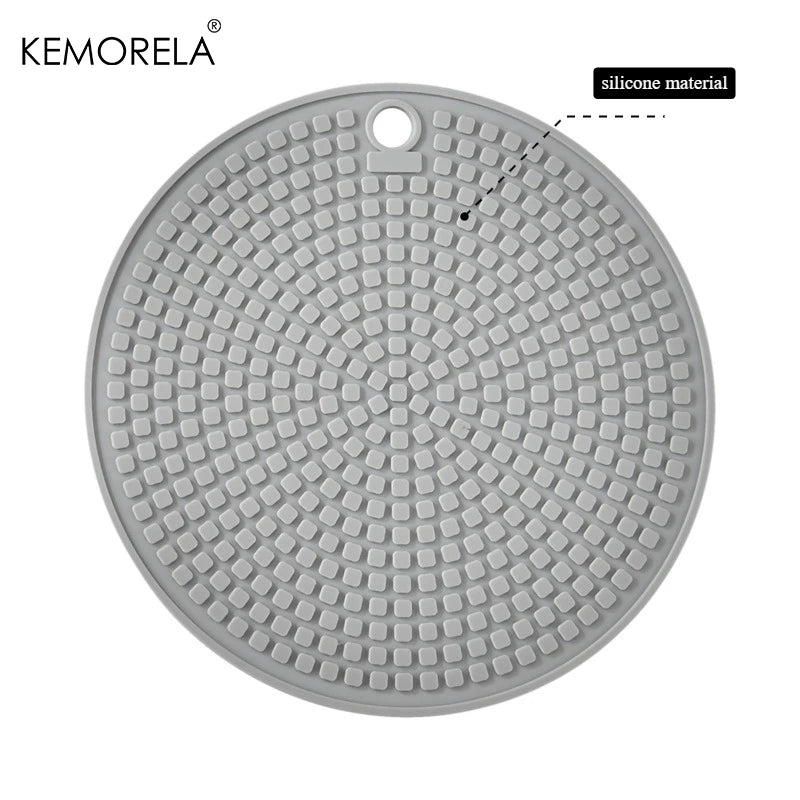 KEMORELA Silicone Honeycomb Round Mat – Coaster & Pot Pad Silicone Kitchen Mat Axl Grey M