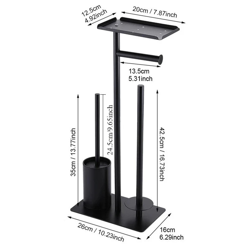 Stainless Steel Floor Bathroom Organizer & Toilet Paper Holder Bathroom Storage Rack Axl Style C