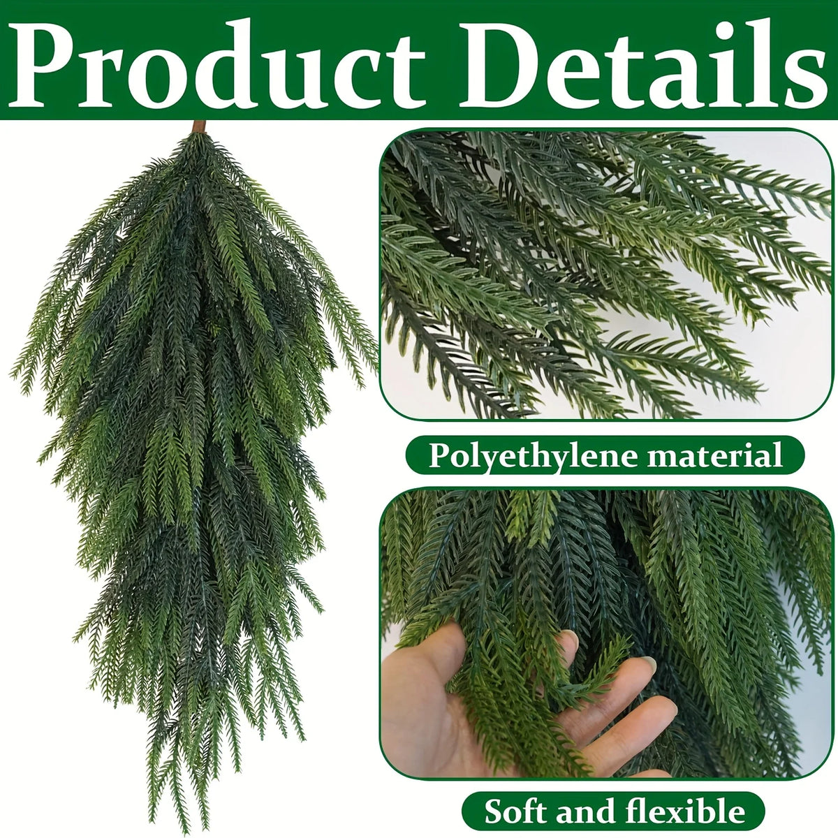 2-Pack Artificial Pine Teardrop Wreath – Outdoor Christmas Door Decor Holiday Door Wreath Axl