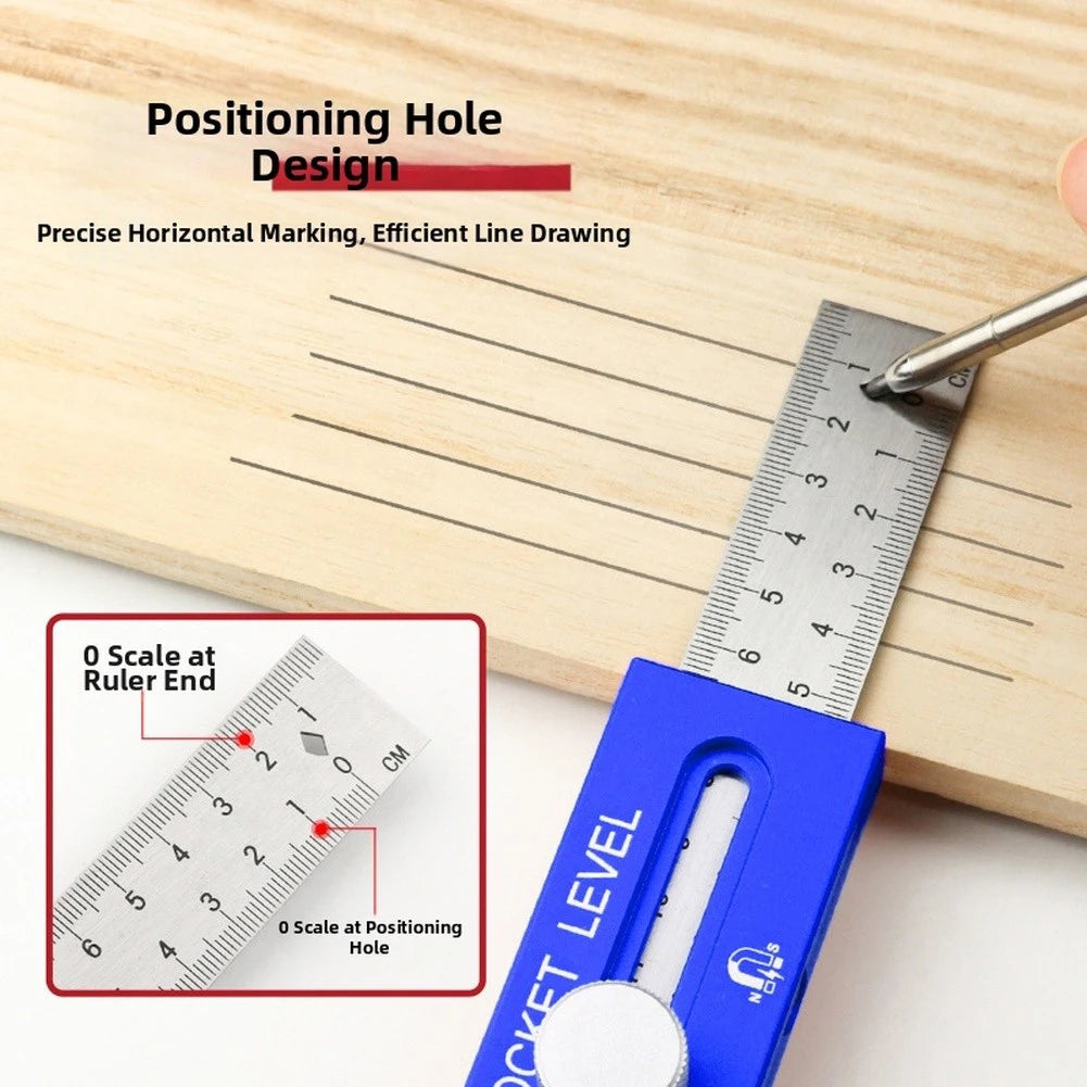 3-in-1 Folding Pocket Level Ruler | Woodworking Measuring Tool Folding Measuring Ruler Axl