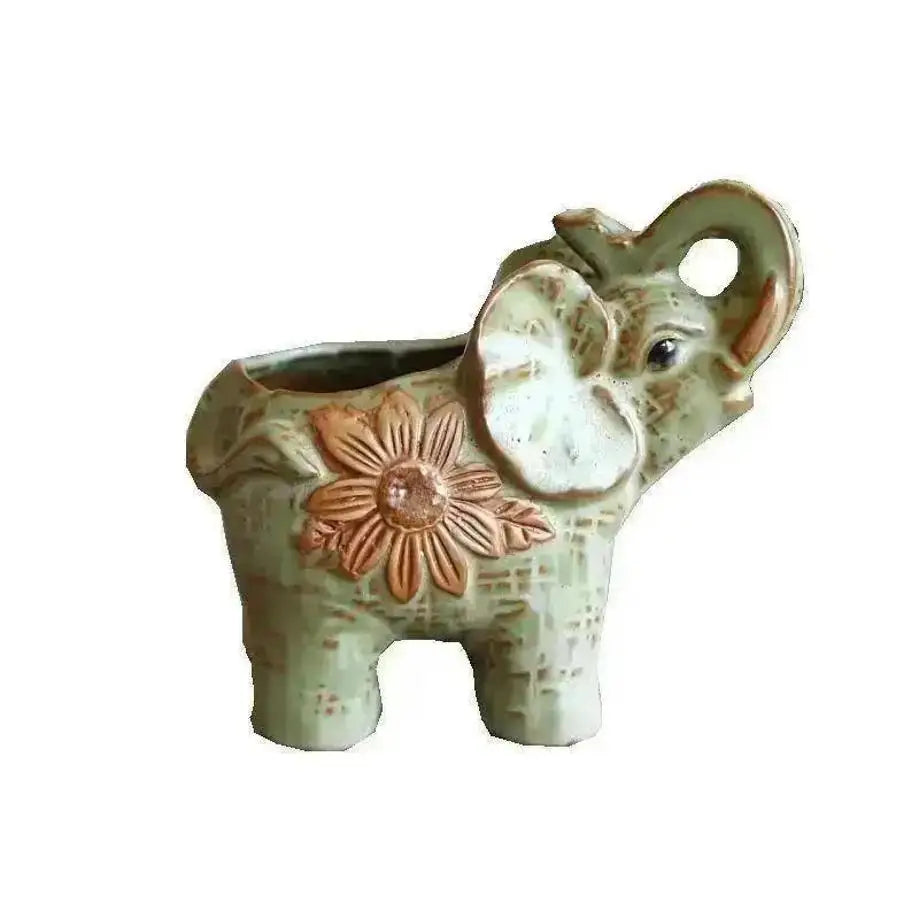 Vintage Ceramic Elephant Succulent Planter | Home Garden Decor Ceramic Succulent Planter Axl
