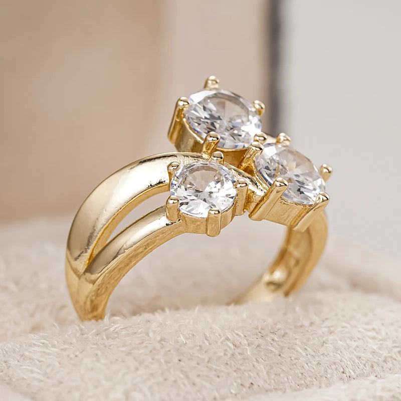 Huitan Triple CZ Ring for Women – Wedding & Engagement Jewelry CZ Fashion Ring Axl