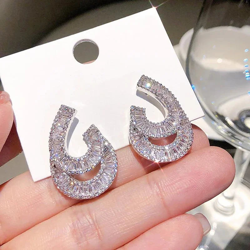 Huitan Water Drop CZ Drop Earrings – Women's Fashion Jewelry Drop Earrings Axl