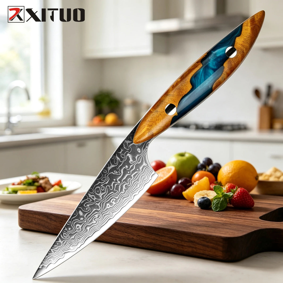 XITUO Damascus Chef Knife Set – 67-Layer VG10 Steel, 1-3 Pcs Damascus Kitchen Knife Set Axl Utility Knife