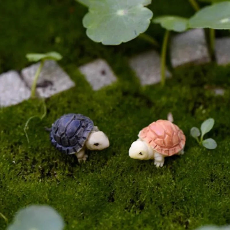 10 PCS Mini Resin Turtle Figurines – Micro Landscape Garden Decor Garden Figurines Axl