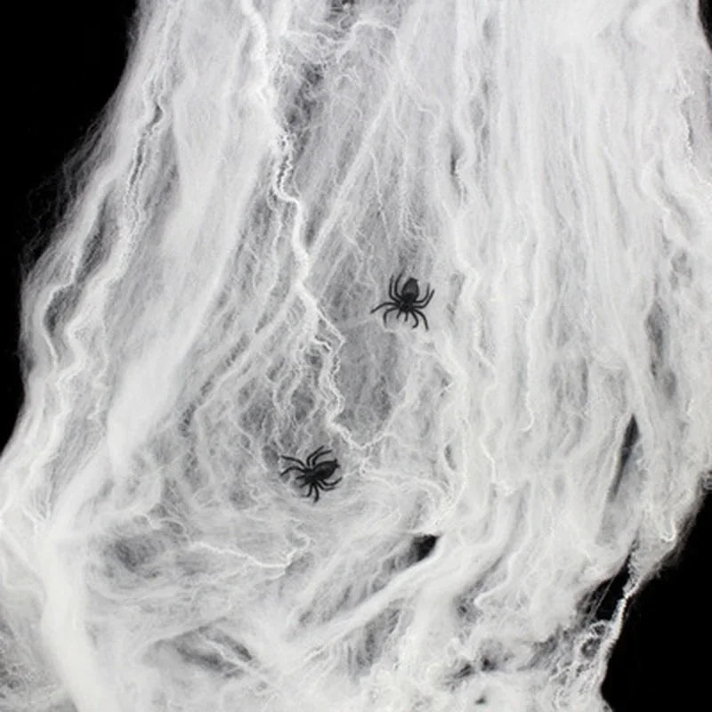 Halloween Stretch Spider Web Cotton Decor with 2 Spiders Halloween Decoration Axl