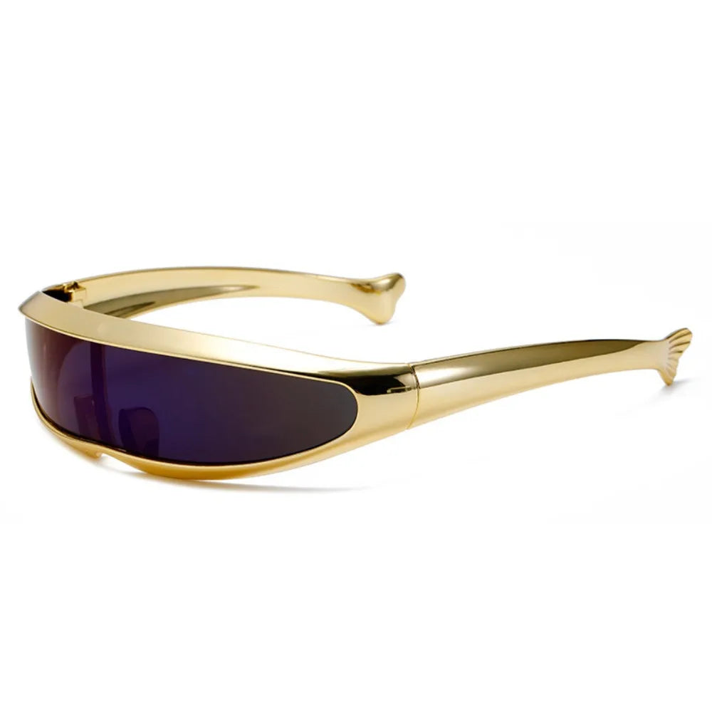 Y2K Punk One-Piece Mirror Sunglasses – Unisex Vintage Shades Vintage Sunglasses Axl Gold Blue