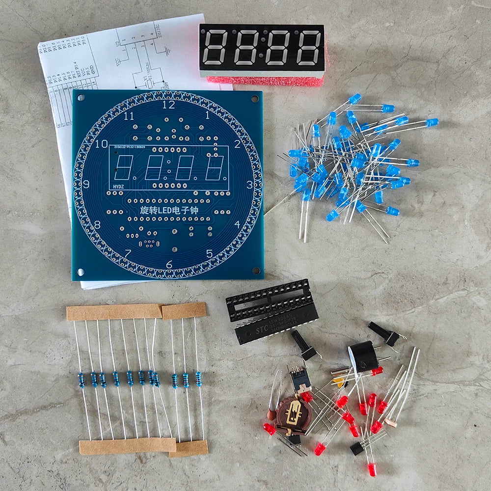 DIY LED Digital Clock Kit DS1302 – Rotating Display & Temp DIY Electronics Kit Axl DIY Kit