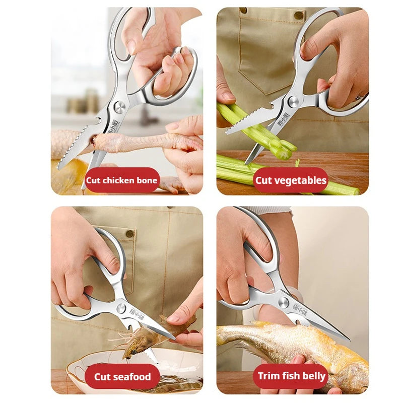 All-Steel Kitchen Scissors – Multi-Purpose Bone & Veggie Shears Kitchen Scissors Axl