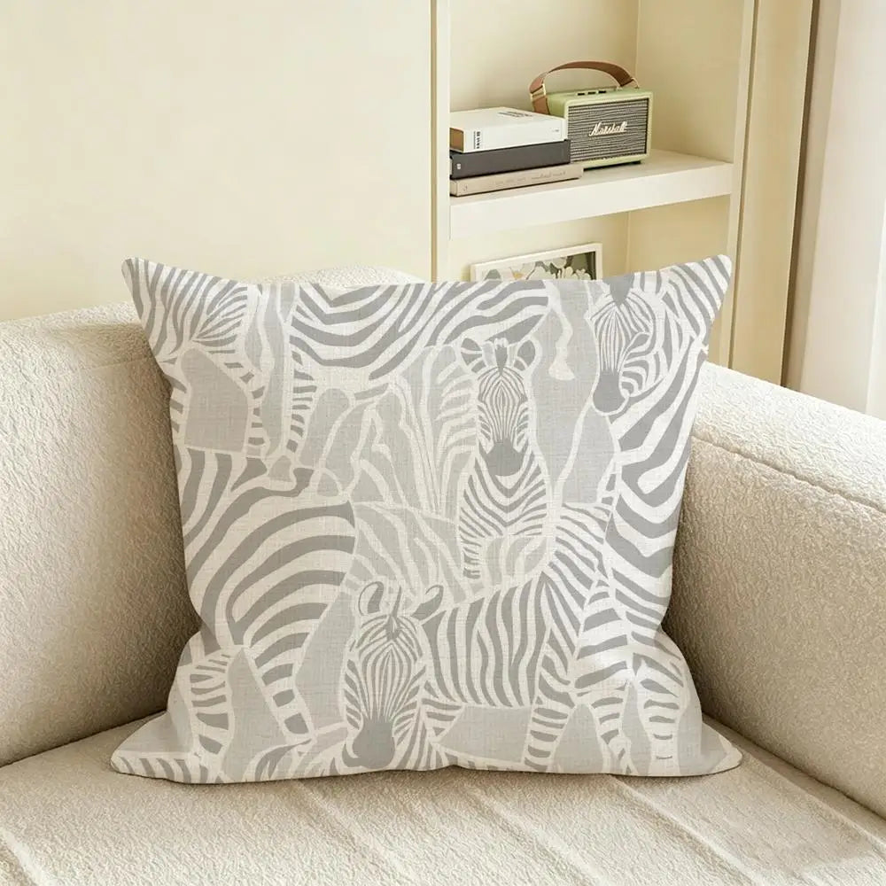 Zebra Stripe Linen Cushion Cover | Sofa, Bed & Chair Decor Linen Cushion Cover Axl White10 60X60cm